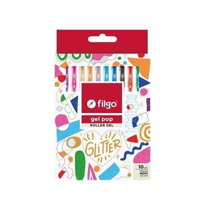 Imagen de Boligrafo roller gel pop Filgo - estuche 10 glitter