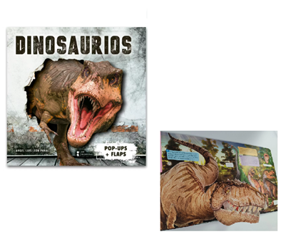 Imagen de Libro pop up interactivo con flaps dinosaurios