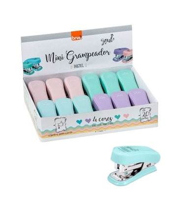 Imagen de Engrampadora mini Brw 20hojas pastel- display 12unidades