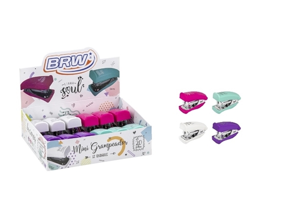 Imagen de Engrampadora mini Brw 20hojas colorida- display 12unidades