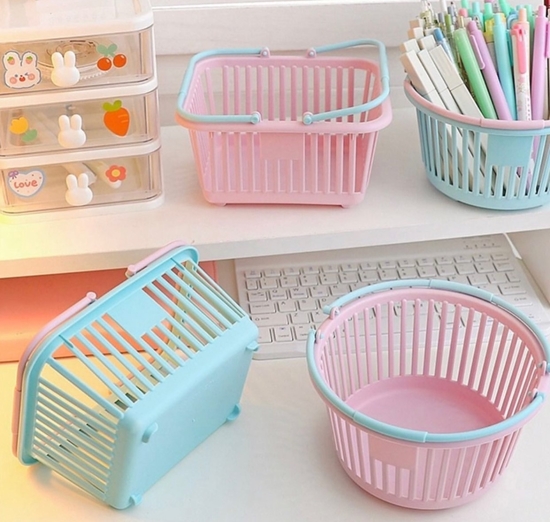 Imagen de Cesto rosa rectangular para escritorio