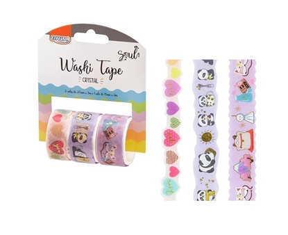 Imagen de Cinta adhesiva washi tape Brw -purpura de cristal-blister 3 unidades