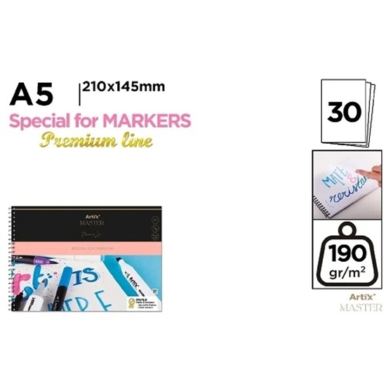 Imagen de Block marcador artistico a5 190gr con espiral  ARTIX 30 hs    PB311