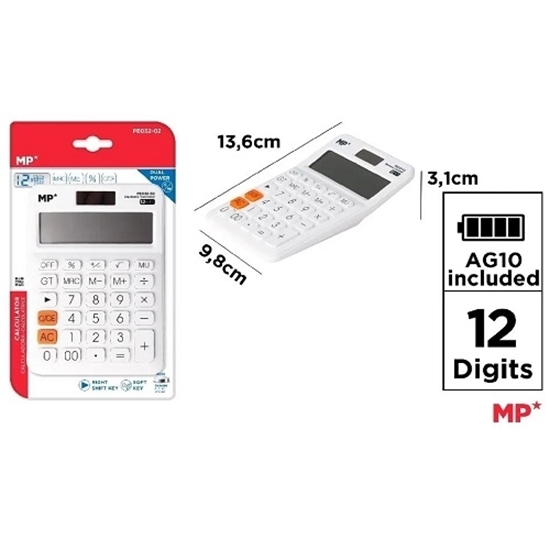 Imagen de Calculadora 12 digitos Blanco main paper  PE032-02