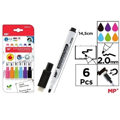Imagen de Marcador pizarra main paper 6 col. c/borrador individual  PE128-01C