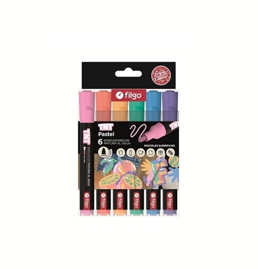 Imagen de Filgo marcador acrilico tnt 3.0 - etuche 6 pastel