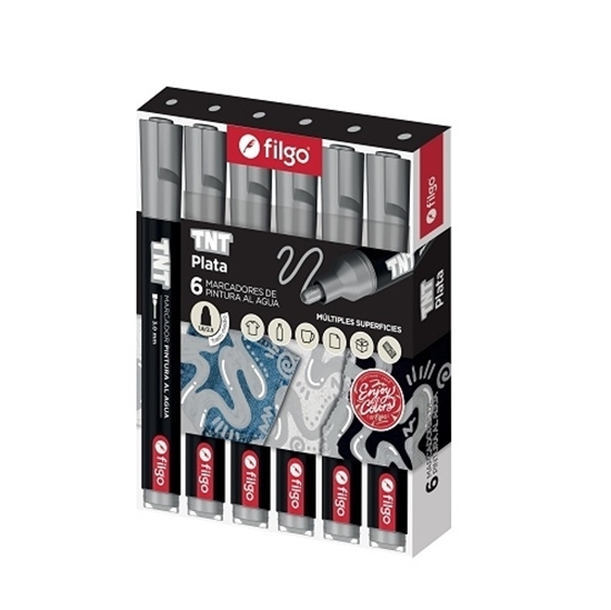 Imagen de Marcador Filgo acrilico tnt 3.0 - caja 6 plata