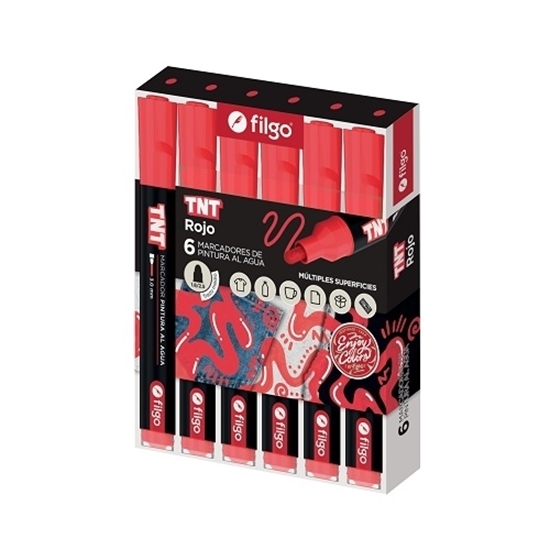 Imagen de Marcador Filgo acrilico tnt 3.0 - caja 6 rojo