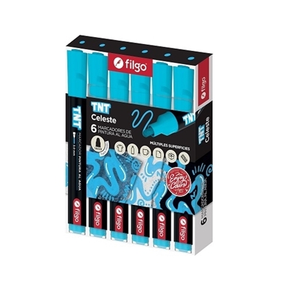 Imagen de Marcador Filgo acrilico tnt 3.0 - caja 6 celeste