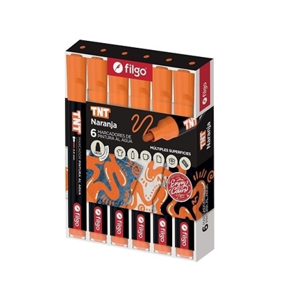 Imagen de Marcador Filgo acrilico tnt 3.0 - caja 6 naranja
