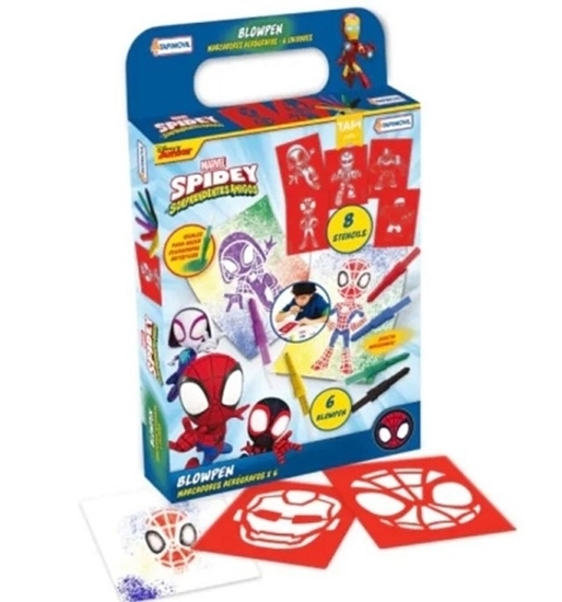 Imagen de Marcador aerografo spidey 6 unidades + stencils royal