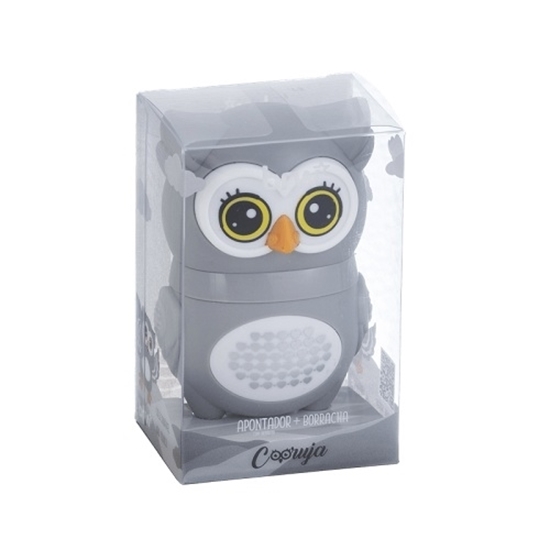 Imagen de Brw sacapunta plastico cpn goma - buho - display 12 un