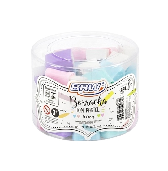 Imagen de goma de borrar BRW con funda plastica pastel - 24 un