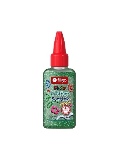 Imagen de goma con brillantina Filgo pinto glitter 25 ml -verde caja 12 unidades