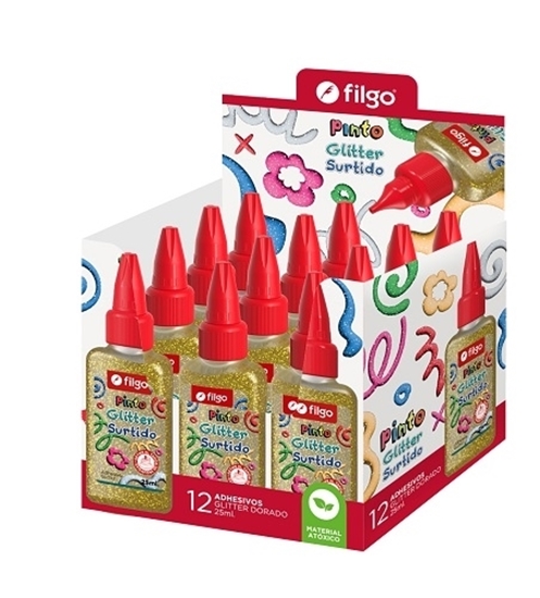 Imagen de goma con brillantina Filgo pinto glitter 25 ml -dorado caja 12 unidades