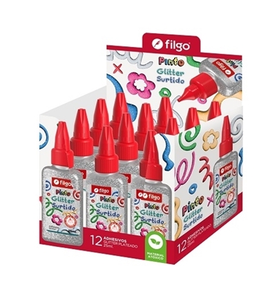 Imagen de goma con brillantina Filgo pinto glitter 25 ml - plateado caja 12 unidades