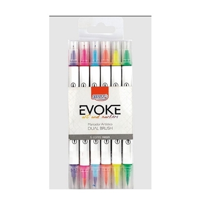 Imagen de marcador artistico evoke dual brush pen BRW - neon-blister 6 un