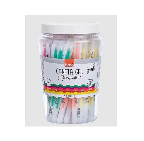 Imagen de boligrafo gel fluo 1.0mm BRW - 5 colores - pote 50 u