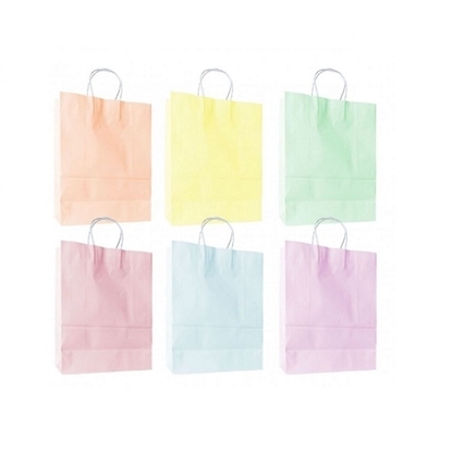 Imagen de Bolsa papel color pastel surtidos 13x8x21 ilustra - 12 UNIDADES