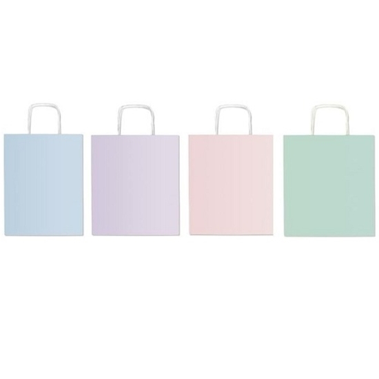 Imagen de Bolsa papel color pastel surtidos apaisada31x25x11.5 ilustra 12 UNIDADES