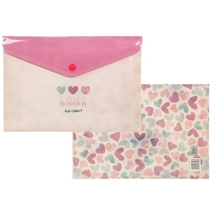Imagen de Sobre plastico a5 Ibi Craft con broche love is in the air 17x24 cm - 12 un