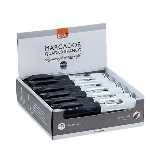 Imagen de Brw marcador pizarra  recargable c/cartucho negro- caja 12 un