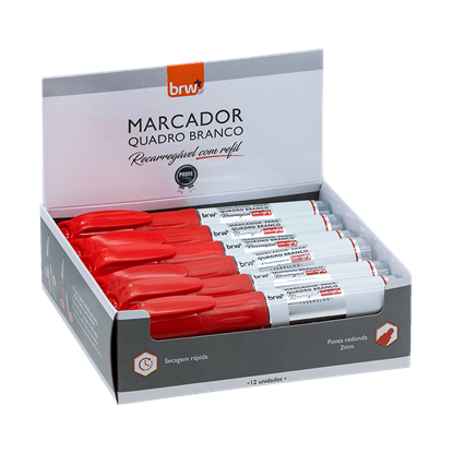 Imagen de Brw marcador pizarra recargable c/cartucho rojo- caja 12 un