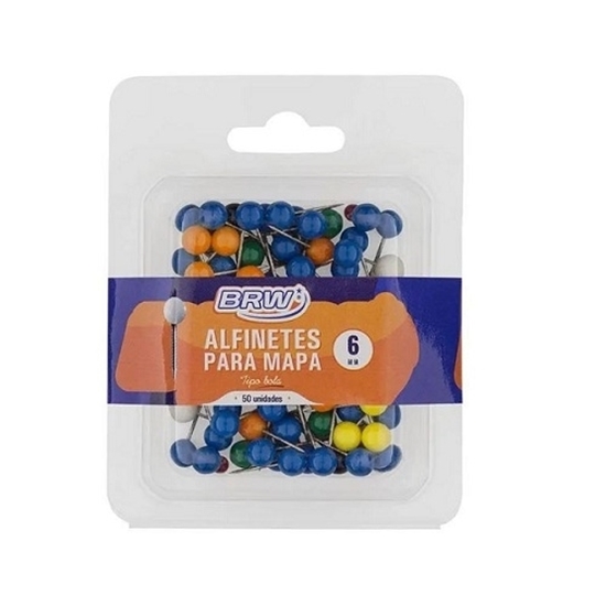 Imagen de alfileres color BRW para mapa 50 un. 6 mm