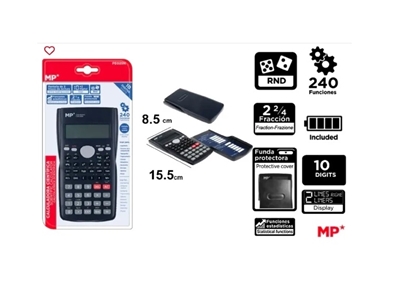 Imagen de Calculadora 10 digitos cientifica negra 240 funciones main paper