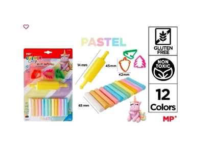 Imagen de Plasticina 12 unidades pastel + moldes main paper