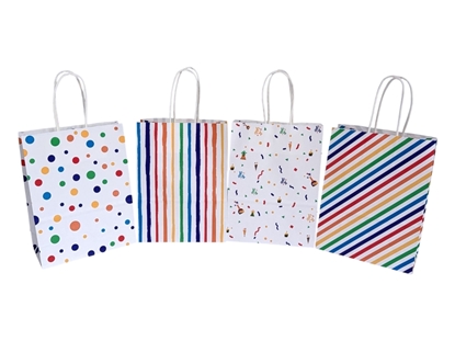 Imagen de Bolsa papel fantasia 27x22x11cm 4 diseños 12 surtidas