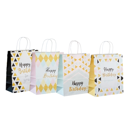 Imagen de Bolsa papel happy birthday 27x22x11cm 4 diseños 12 surtidos