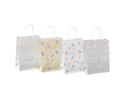 Imagen de Bolsa papel unicornio/dino 22x16x8cm 4 diseños 12 surtidas