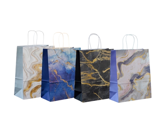 Imagen de Bolsa papel marmolado 22x16x8cm 4 diseños 12 surtidas