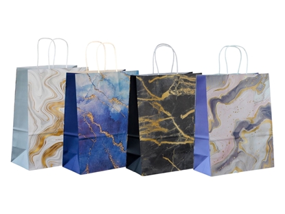 Imagen de Bolsa papel marmolado 33x26x12cm 4 diseños 12 surtidas