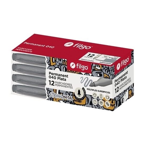 Imagen de Marcador Filgo permanente 040 fino - caja 12 plata