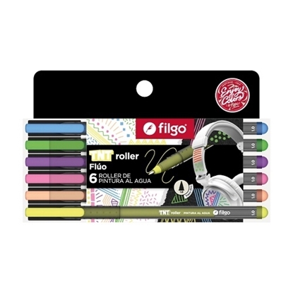 Imagen de Filgo marcador acrilico tnt roller - estuche 6 fluo