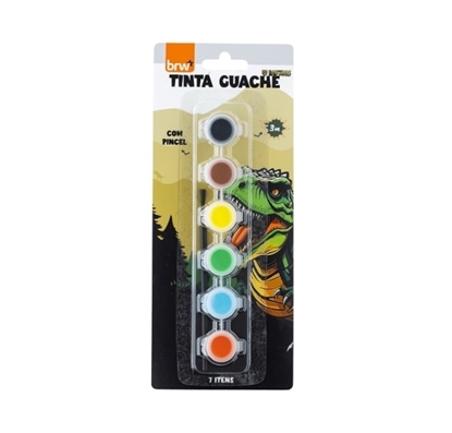 Imagen de Tempera brw 3ml 6 colores + pincel raptor