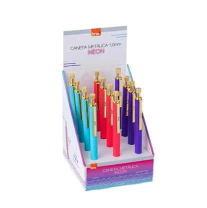 Imagen de Boligrafo metalico Brw 1.0mm -neon- display 12 unidades