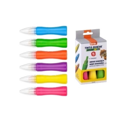 Imagen de Tempera brw en pincel 18ml 6 colores neon
