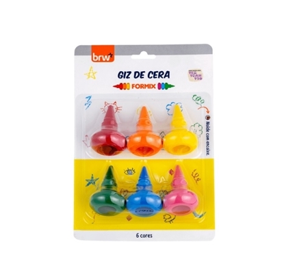 Imagen de Brw crayolas con diseño 6 unidades - cono
