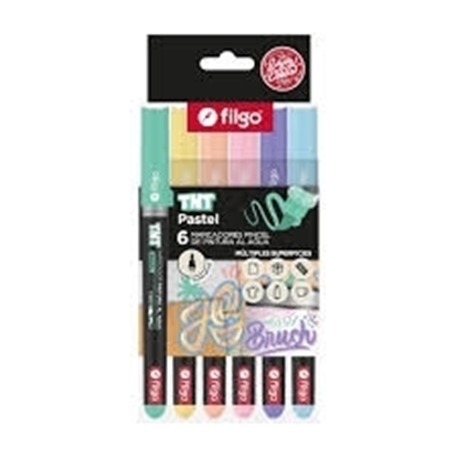 Imagen de Marcador Filgo acrilico tnt brush pastel- etuche 6 surtido
