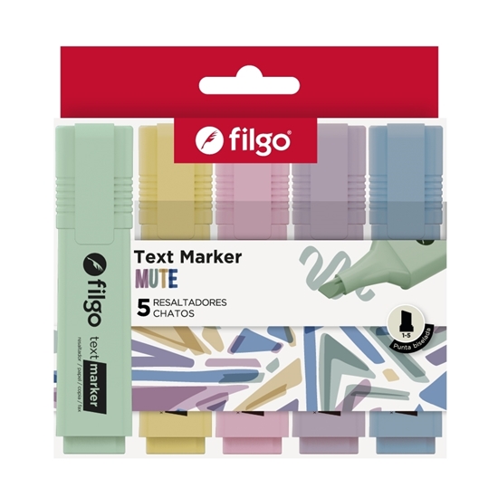 Imagen de resaltador Filgo text marker - estuche 5 mute