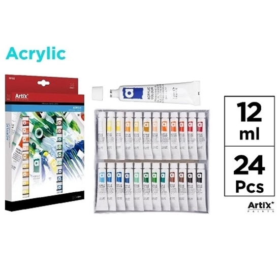 Imagen de Pintura acrilica 24 tubos artix 12 ml