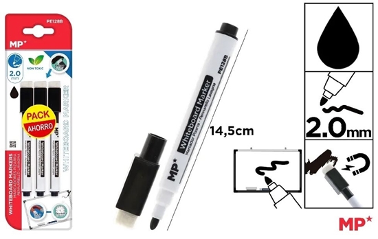 Imagen de Marcador pizarra main paper 3 col. c/borrador individual