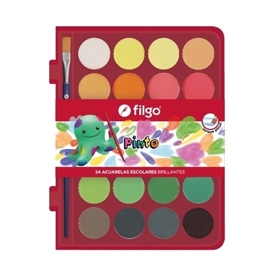 Imagen de acuarela Filgo pinto - estuche plastico 24 colores