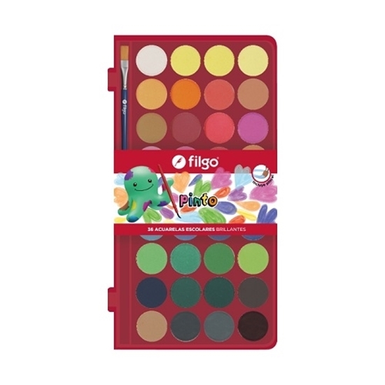 Imagen de acuarela Filgo pinto - estuche plástico 36 colores