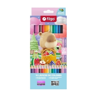 Imagen de Color Filgo resina pinto - estuche 12 surtido + 2 hb + goma + sacapunta CAPIBARA