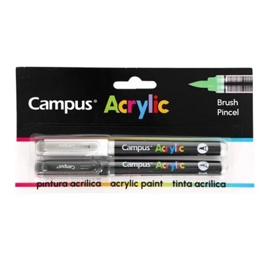Imagen de Marcador campus acrilico brush pen 2 unidades b y n