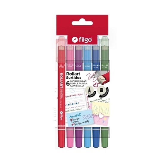 Imagen de Filgo microfibra doble punta co/sello roliart - estuche 6 sur